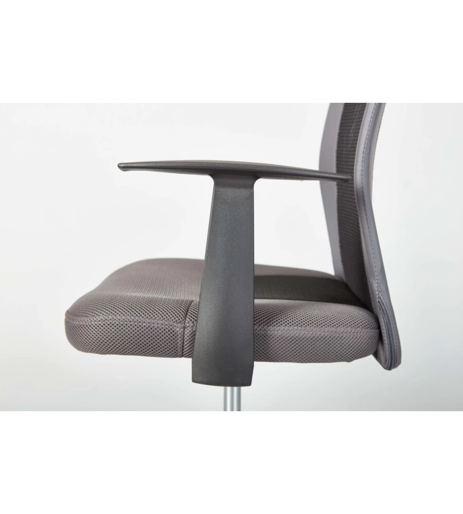 POLTRONCINA UFFICIO NERA CON BRACCIOLI E RUOTE, 55X54,5X85-95 CM
